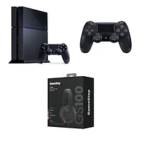 PlayStation 4 500GB Refurbished Console, Black DualShock Controller, and GS100 Headset Bundle