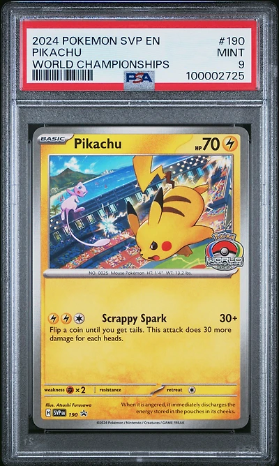 2024 Pokemon Svp En-sv Black Star Promo 190 Pikachu World Championships PSA