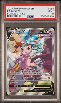 2021 Pokemon Sword & Shield Fusion Strike Full Art/mew V PSA