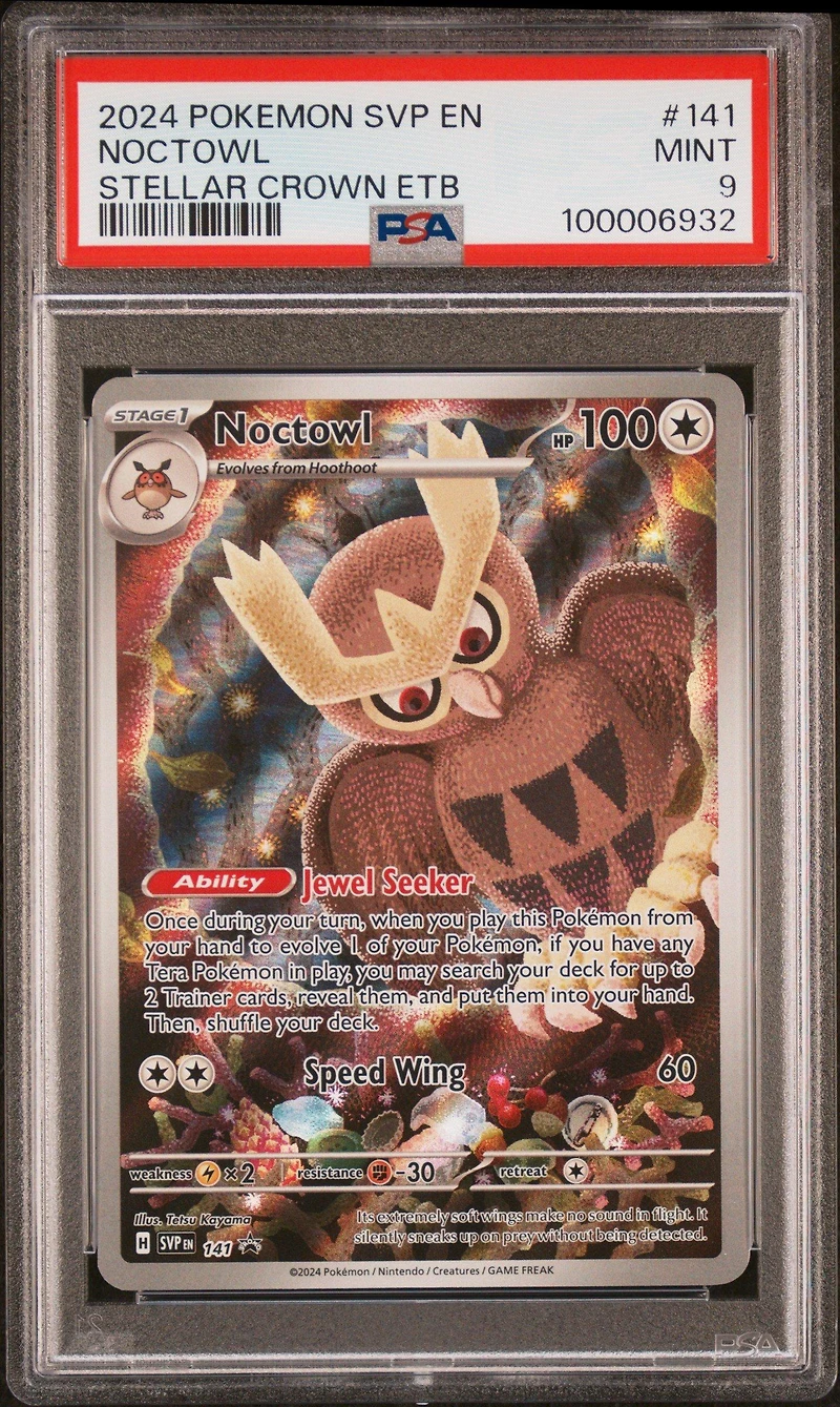 2024 Pokemon Svp En-sv Black Star Promo 141 Noctowl Stellar Crown Elite Trainer Box PSA
