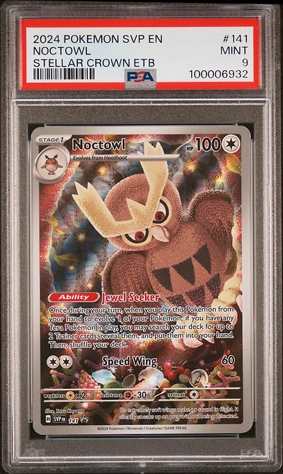 2024 Pokemon Svp En-sv Black Star Promo 141 Noctowl Stellar Crown Elite Trainer Box PSA