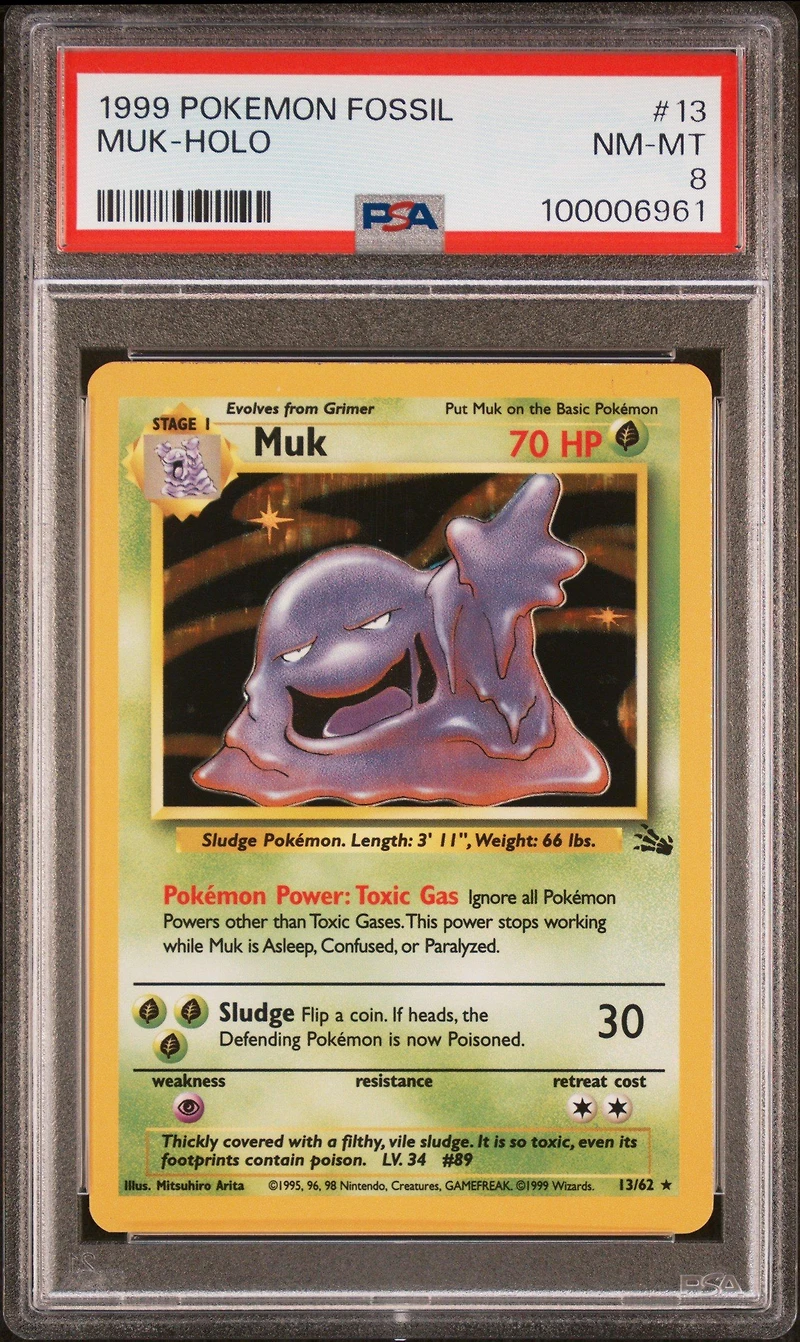 1999 Pokemon Fossil 13 Muk-holo PSA