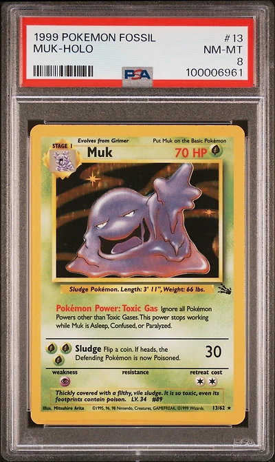 1999 Pokemon Fossil 13 Muk-holo PSA