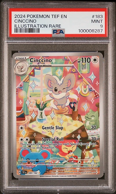 2024 Pokemon Tef En-temporal Forces 183 Cinccino Illustration Rare PSA