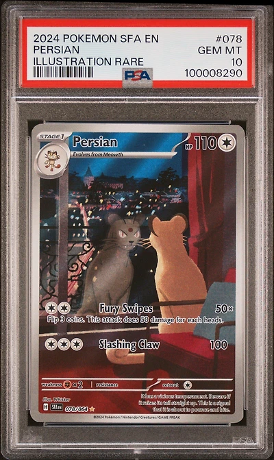 2024 Pokemon Sfa En-shrouded Fable 078 Persian Illustration Rare PSA