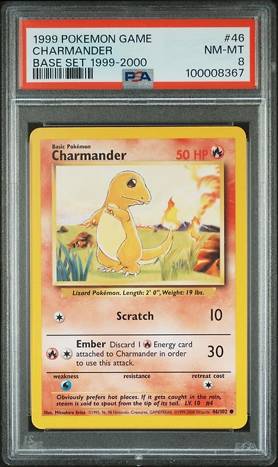 1999 Pokemon Game 46 Charmander Base Set 1999-2000 PSA