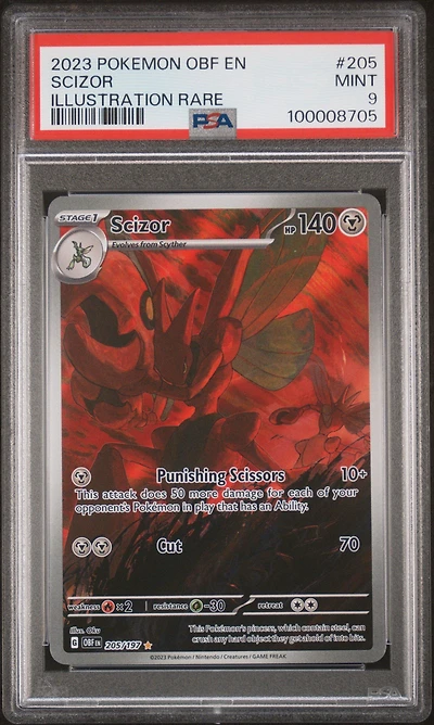 2023 Pokemon Obf En-obsidian Flames 205 Scizor Illustration Rare PSA