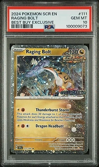 2024 Pokemon Scr En-stellar Crown 111 Raging Bolt Best Buy Exclusive PSA 10