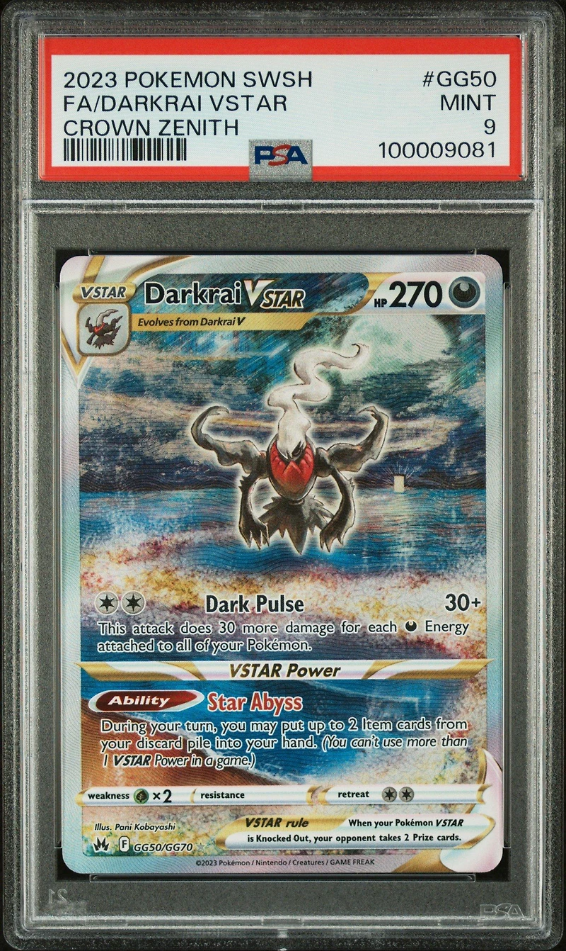 2023 Pokemon Sword And Shield Crown Zenith Gg50 Full Art/darkrai Vstar PSA