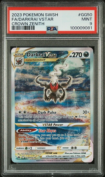 2023 Pokemon Sword And Shield Crown Zenith Gg50 Full Art/darkrai Vstar PSA