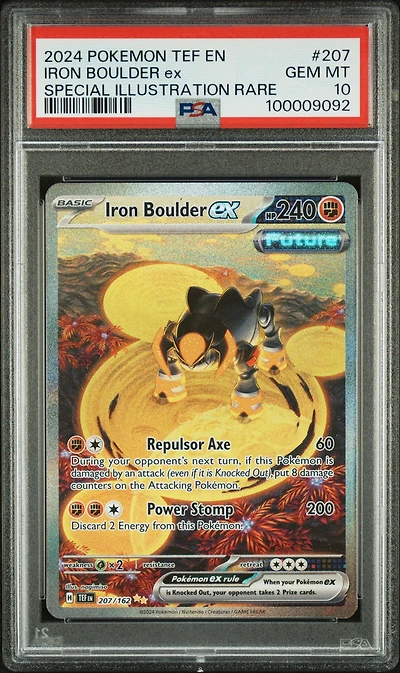 2024 Pokemon Tef En-temporal Forces 207 Iron Boulder Ex Special Illustration Rare PSA