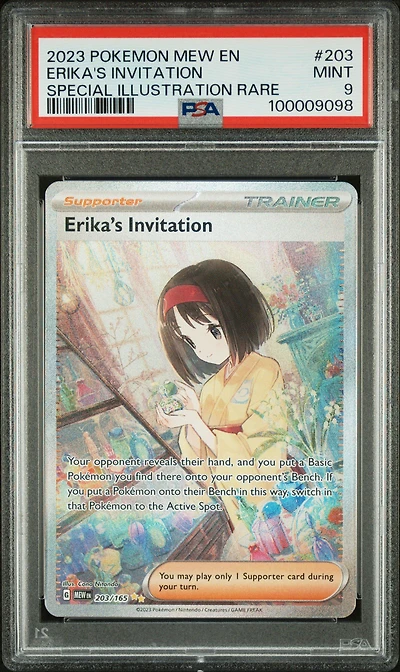 2023 Pokemon Mew En-151 203 Erika's Invitation Special Illustration Rare PSA