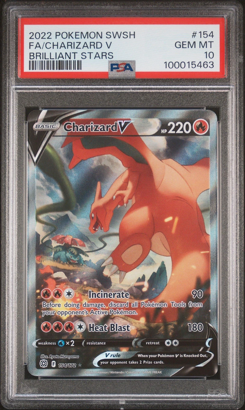 2022 Pokemon Sword & Shield Brilliant Stars Full Art/charizard V PSA