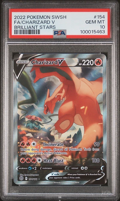 2022 Pokemon Sword & Shield Brilliant Stars Full Art/charizard V PSA