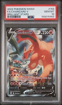 2022 Pokemon Sword & Shield Brilliant Stars Full Art/charizard V PSA