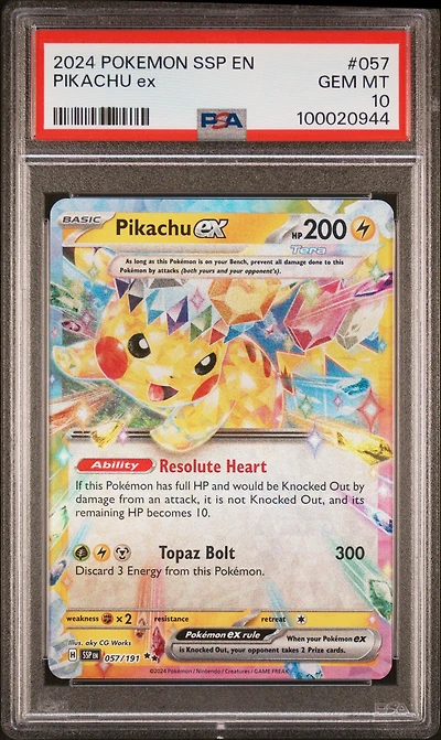 2024 Pokemon Ssp En-surging Sparks 057 Pikachu Ex PSA