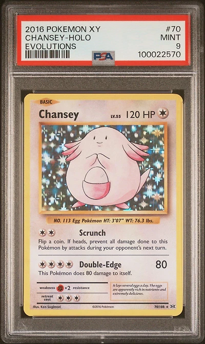 2016 Pokemon Xy Evolutions 70 Chansey-holo PSA