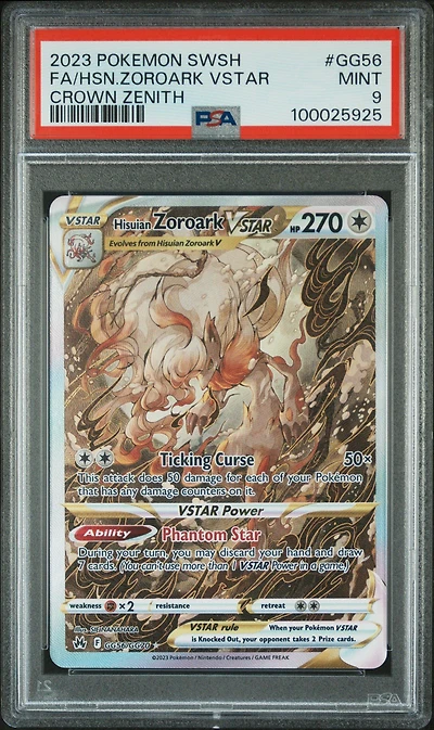 2023 Pokemon Sword And Shield Crown Zenith Gg56 Full Art/hisuian Zoroark Vstar PSA