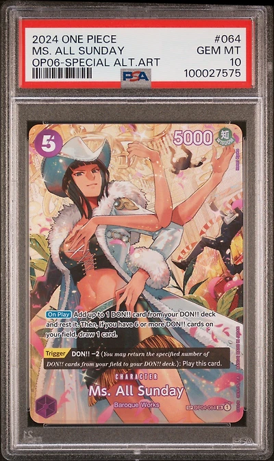 2024 One Piece Wings Of The Captain 064 Ms. All Sunday Special Alternate Art PSA 10