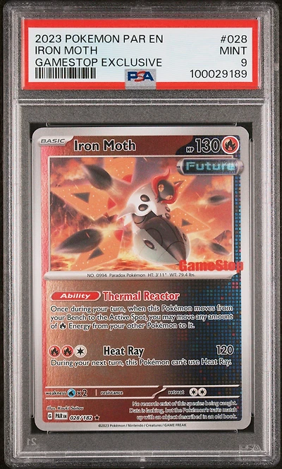 2023 Pokemon Par En-paradox Rift 028 Iron Moth Gamestop Exclusive PSA