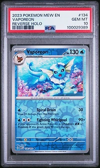 2023 Pokemon Mew En-151 134 Vaporeon Reverse Holo PSA