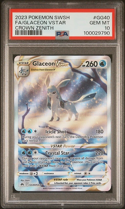 2023 Pokemon Sword And Shield Crown Zenith Gg40 Full Art/glaceon Vstar PSA