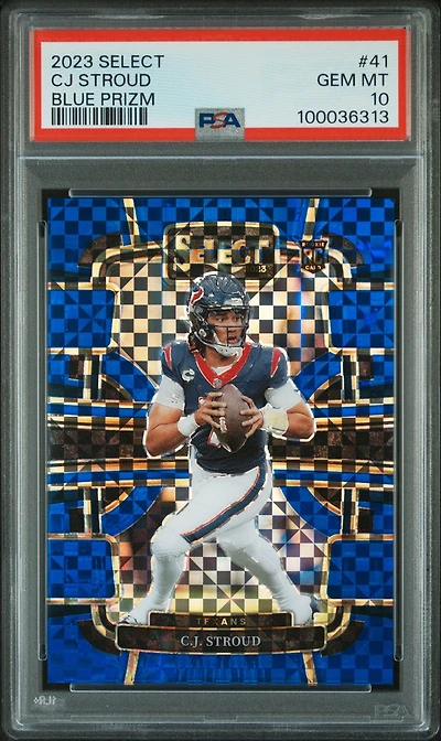 2023 Panini Select 41 Cj Stroud Blue Prizm PSA 10