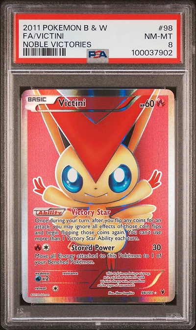 2011 Pokemon Black & White Noble Victories 98 Full Art/victini PSA 8