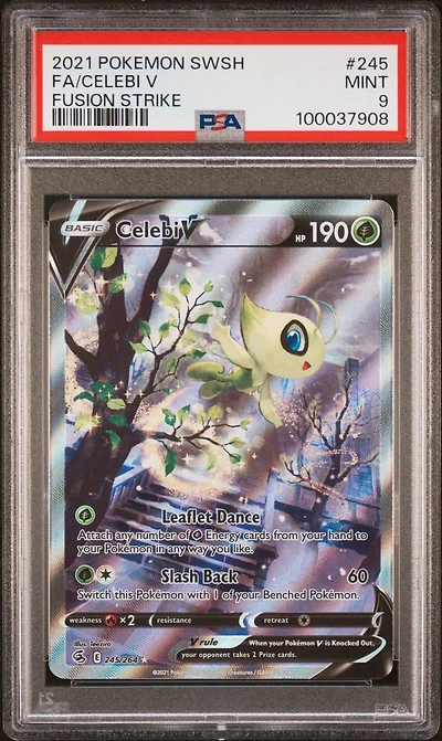 2021 Pokemon Sword & Shield Fusion Strike 245 Full Art/celebi V PSA