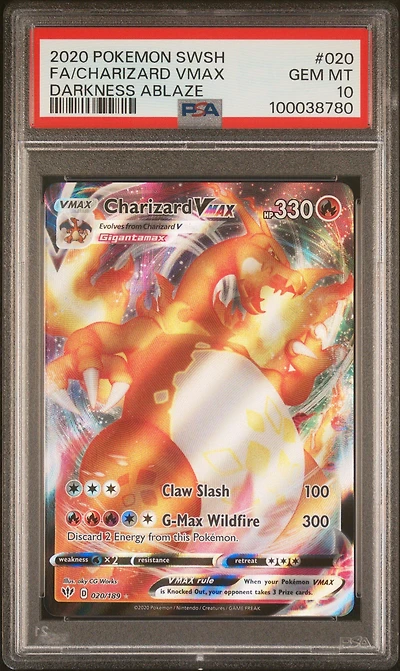 2020 Pokemon Sword & Shield Darkness Ablaze 020 Full Art/charizard Vmax PSA