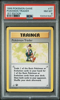 1999 Pokemon Game 77 Pokemon Trader 1st Edition PSA