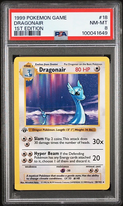 1999 Pokemon Game 18 Dragonair 1st Edition PSA