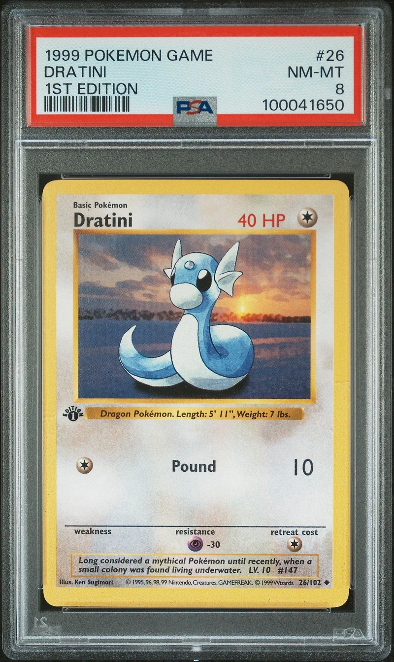 1999 Pokemon Game 26 Dratini 1st Edition PSA