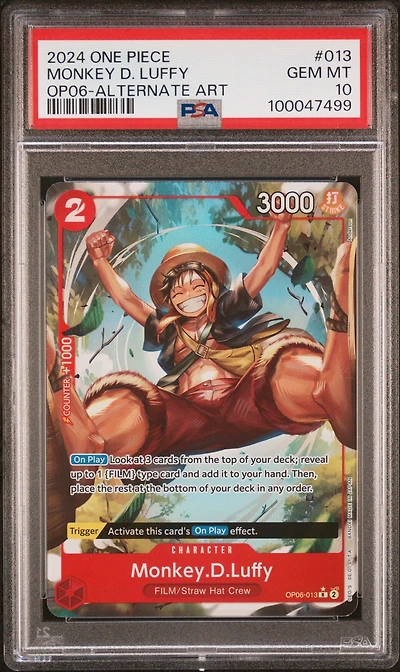 2024 One Piece Wings Of The Captain 013 Monkey D. Luffy Alternate Art PSA 10