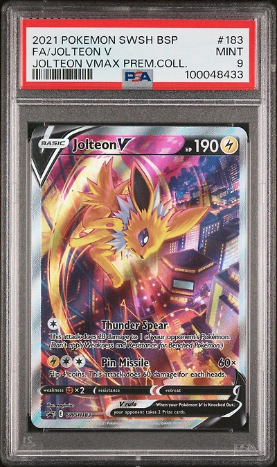 2021 Pokemon Swsh Black Star Promo 183 Full Art/jolteon V Jolteon Vmax Premium Collection PSA