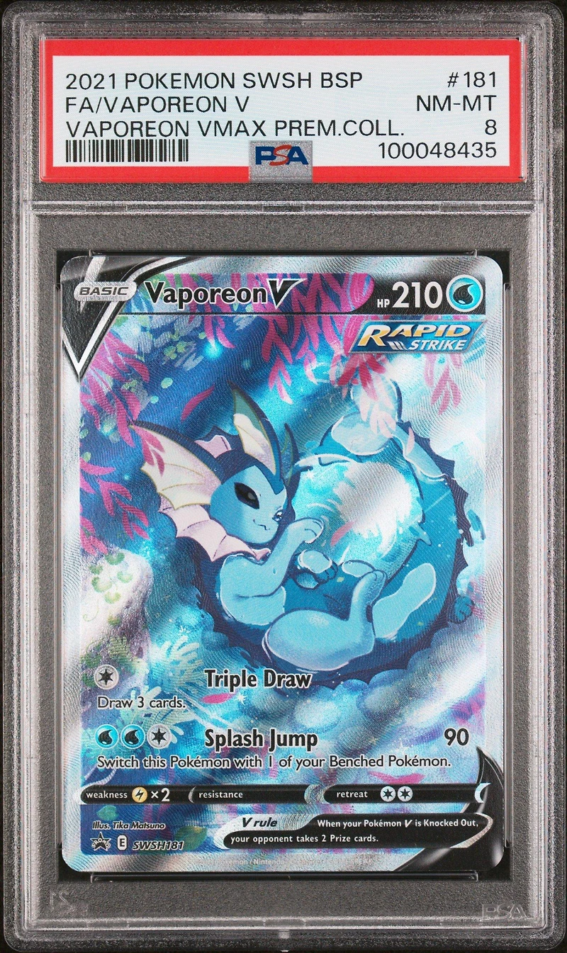 2021 Pokemon Swsh Black Star Promo 181 Full Art/vaporeon V Vaporeon Vmax Premium Collection PSA