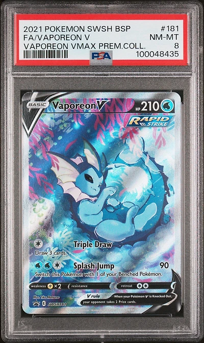 2021 Pokemon Swsh Black Star Promo 181 Full Art/vaporeon V Vaporeon Vmax Premium Collection PSA