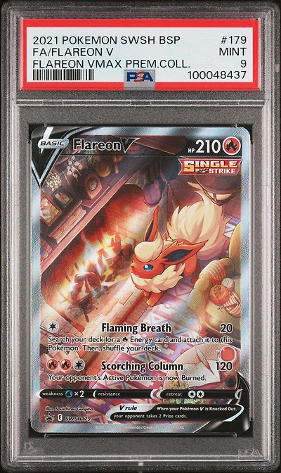 2021 Pokemon Swsh Black Star Promo 179 Full Art/flareon V Flareon Vmax Premium Collection PSA