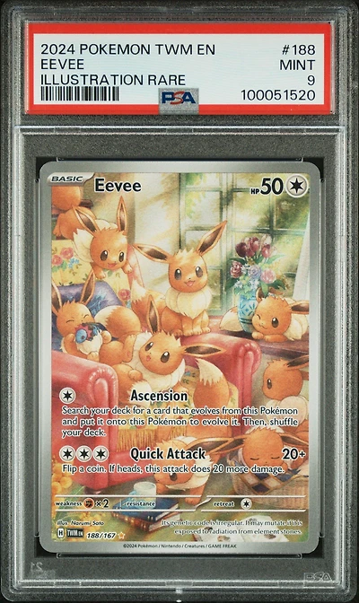 2024 Pokemon Twm En-twilight Masquerade 188 Eevee Illustration Rare PSA