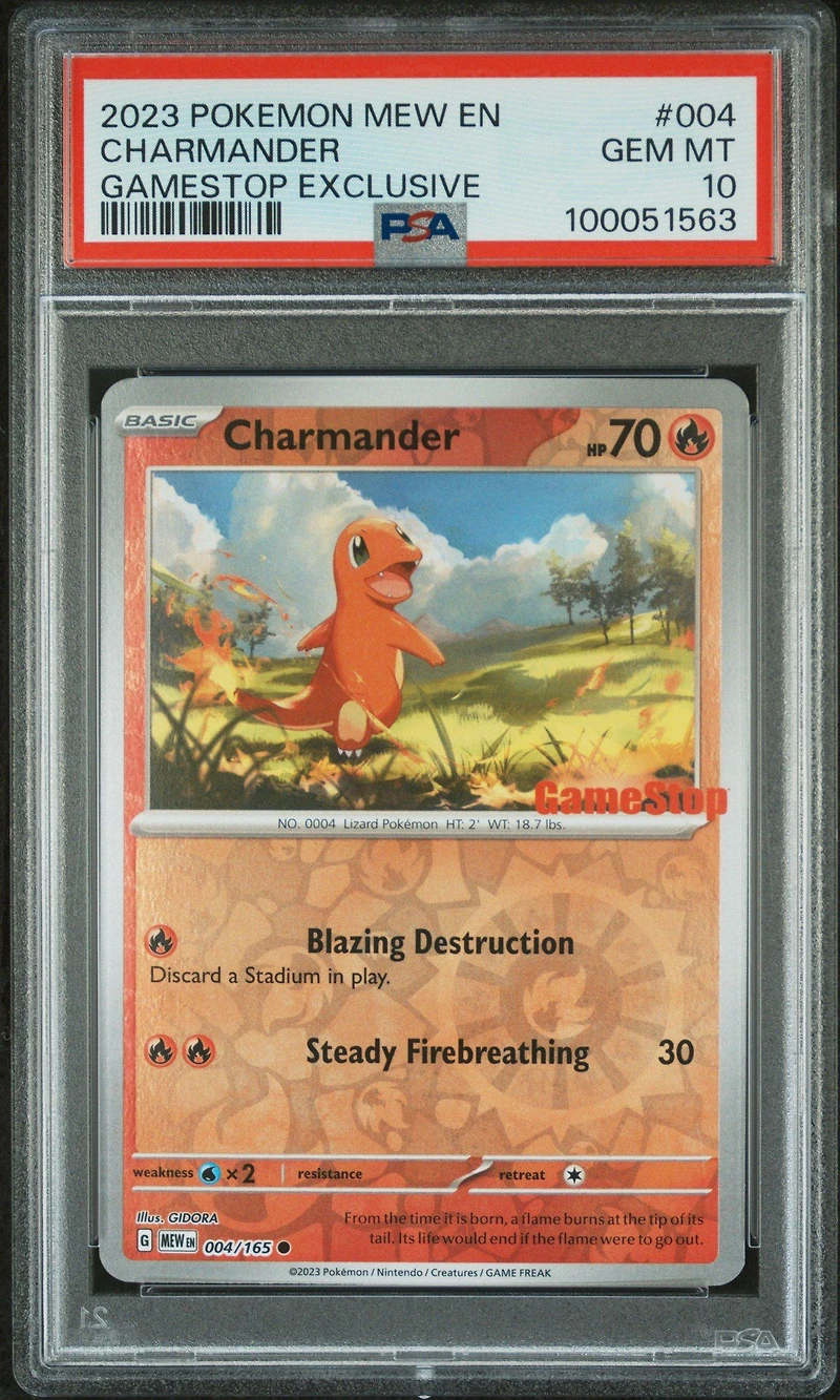 2023 Pokemon Mew En-151 004 Charmander Gamestop Exclusive PSA