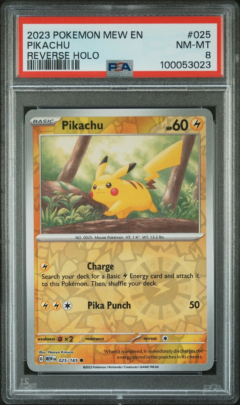 2023 Pokemon Mew En-151 025 Pikachu Reverse Holo PSA
