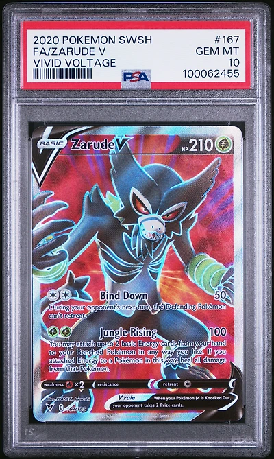 2020 Pokemon Sword & Shield Vivid Voltage 167 Full Art/zarude V PSA