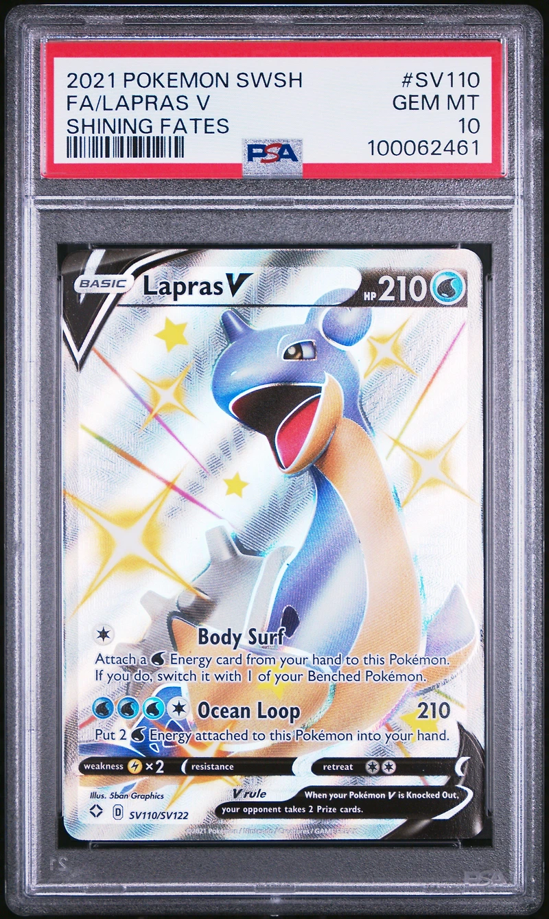 2021 Pokemon Sword & Shield Shining Fates Sv110 Full Art/lapras V PSA