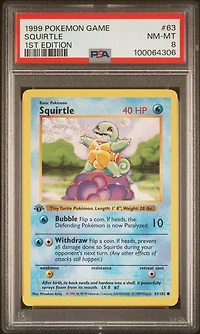 1999 Pokemon Game 63 Squirtle 1st Edition PSA
