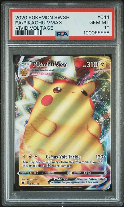 2020 Pokemon Sword & Shield Vivid Voltage 044 Full Art/pikachu Vmax PSA