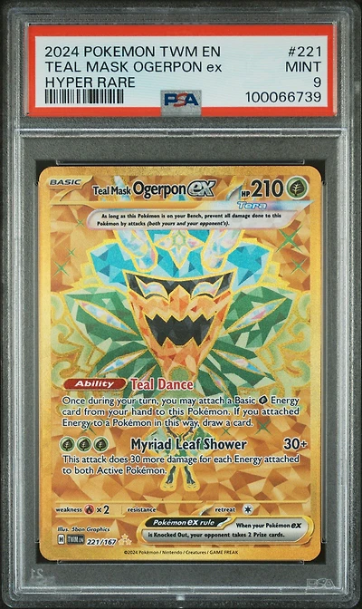 2024 Pokemon Twm En-twilight Masquerade 221 Teal Mask Ogerpon Ex Hyper Rare PSA