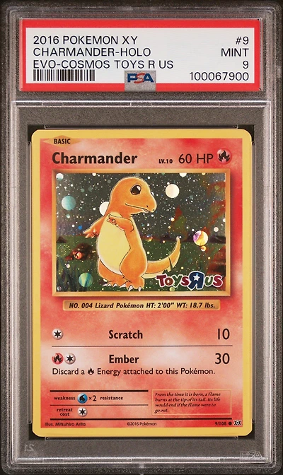 2016 Pokemon Xy Evolutions 9 Charmander-holo Cosmos-toys R Us PSA 9