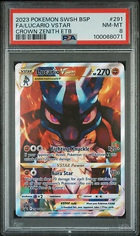 2023 Pokemon Swsh Black Star Promo 291 Full Art/lucario Vstar Crown Zenith Elite Trainer Box PSA