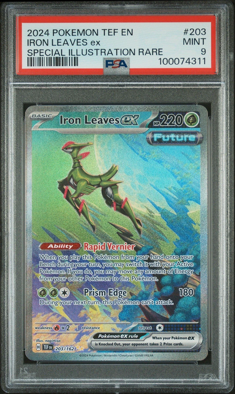 2024 Pokemon Tef En-temporal Forces 203 Iron Leaves Ex Special Illustration Rare PSA