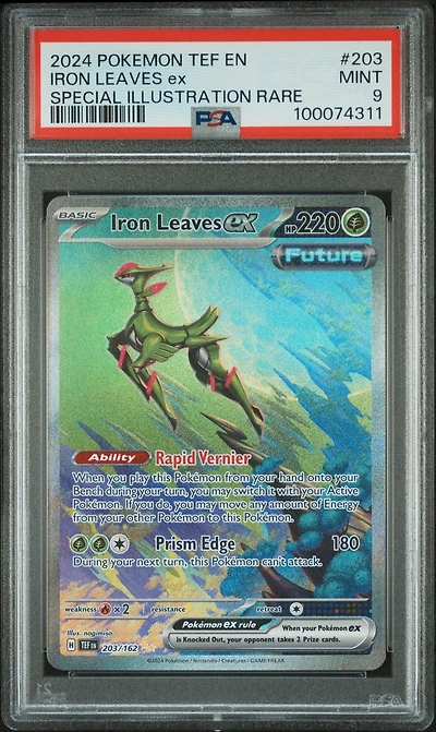 2024 Pokemon Tef En-temporal Forces 203 Iron Leaves Ex Special Illustration Rare PSA